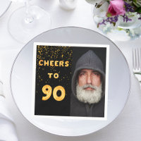 90th birthday party photo gold balloons black