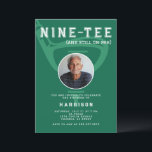 90th Birthday Party Photo Modern Golf Green Invitation<br><div class="desc">Celebrate in style with this golf-themed milestone birthday invitation, featuring the clever pun "Nine-Tee (and still on par)" for a fun and sporty touch. Set against a vibrant green background, this design showcases a bold golf club and tee illustration, with a customizable photo of the birthday honoree inside the golf...</div>