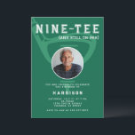 90th Birthday Party Photo Modern Golf Green Invitation<br><div class="desc">Celebrate in style with this golf-themed milestone birthday invitation, featuring the clever pun "Nine-Tee (and still on par)" for a fun and sporty touch. Set against a vibrant green background, this design showcases a bold golf club and tee illustration, with a customizable photo of the birthday honoree inside the golf...</div>