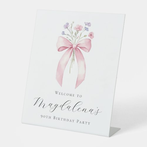 90th Birthday Party Pink Bow Wildflower Welcome