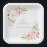 90th Birthday Party Pink Floral Custom Paper Plates<br><div class="desc">A beautiful and feminine custom paper plate to celebrate a 90th birthday in elegant style. This floral design is bordered with a frame of charming pink peonies and greenery.</div>