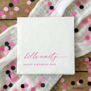 90th Birthday Party Pink Hello 90 Modern Elegant Napkins