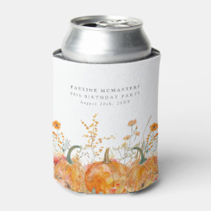 90th Birthday Party Pumpkin Wildflower Custom Can Cooler