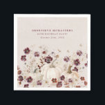 90th Birthday Party Pumpkin Wildflower Custom Napkins<br><div class="desc">Fall pumpkins are nestled in delicate burgundy red wildflowers to create an elegant aesthetic. All of the text is editable so you can easily craft your own special mood.</div>