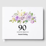 90th Birthday Party Purple Floral Guest Book<br><div class="desc">Pretty purple roses are nestled in soft green foliage to create an elegant floral arrangement.</div>