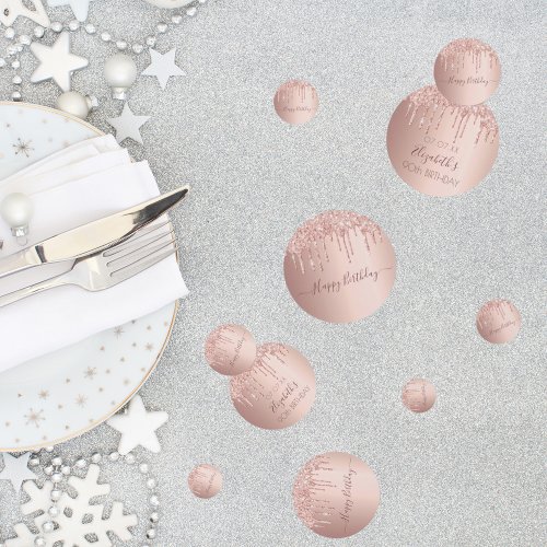 90th birthday party rose gold glitter drips pink confetti