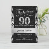 90th Birthday Party - Silver Black Invitation (Standing Front)