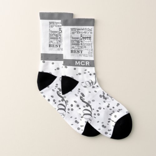 90th Birthday Party Special Personalized Monogram Socks