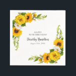 90th Birthday Party Sunflower Daisy Custom Napkins<br><div class="desc">Elegant and classy yellow sunflower,  peony and white daisy floral napkins. Three lines of text let you personalize your table decor.</div>