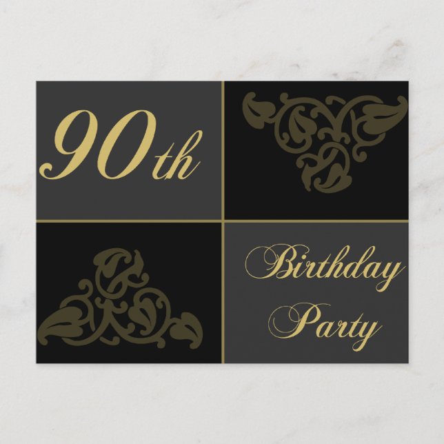 90th Birthday Party supplies Invitation Postcard (Front)