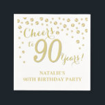 90th Birthday Party White and Gold Diamond Napkins<br><div class="desc">90th Birthday Party Invitation with White and Gold Glitter Diamond Background. Gold Confetti. Adult Birthday. Man or Woman Birthday. For further customization,  please click the "Customize it" button and use our design tool to modify this template.</div>