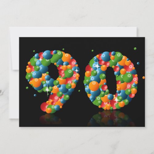 90th Birthday party with bubbles and balls Invitation