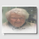 90th Birthday Personal Photo Momento Birthday Guest Book<br><div class="desc">A 90th Birthday Elegant  Personal photo momento Birthday Guest Book
A personal image is the background for this guestbook.
The information is easily changed to your own custom information. 
The reverse has a white background with a personal monogram using a modern script</div>
