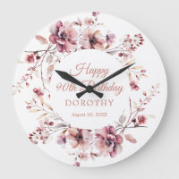90th Birthday Personalized Burgundy Pink Floral