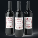 90th Birthday Personalized Burgundy Pink Floral  Wine Label<br><div class="desc">Make your 90th birthday toast even more special with personalized wine bottle labels. They're so easy to create. All of the text is editable, so you can just change the birthday celebrant's name or use the template as a starting point and get really creative! The burgundy and blush pink floral...</div>