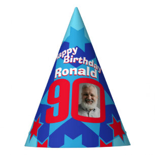 90th birthday personalized photo star name hat