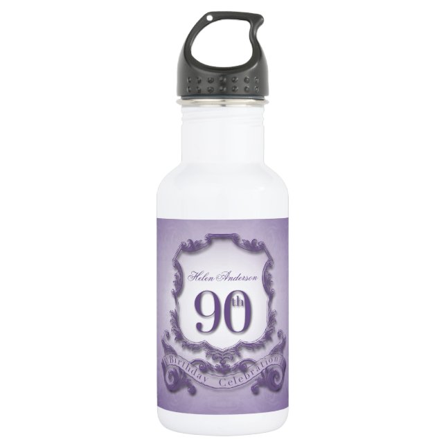 90th Birthday Personalized water bottle 3 (Front)