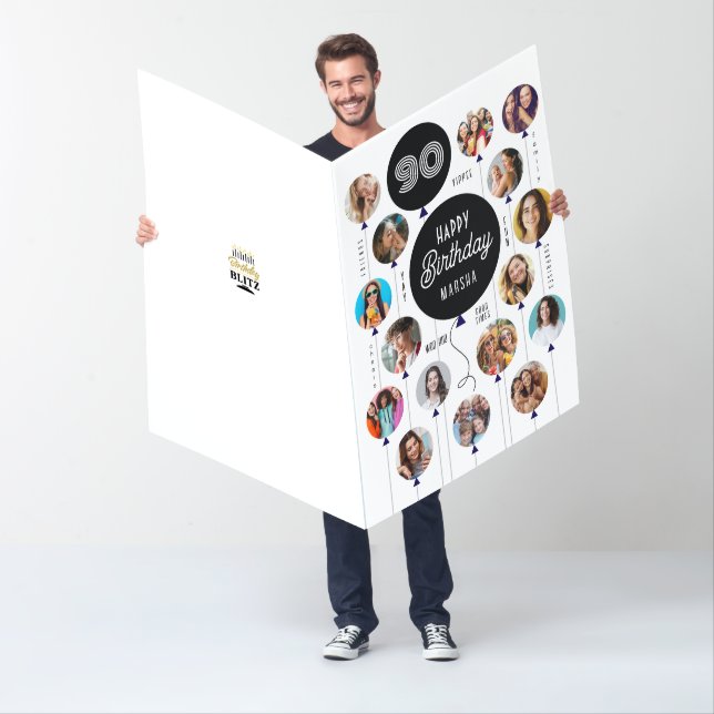 90th Birthday Photo Balloons Card (In Situ)