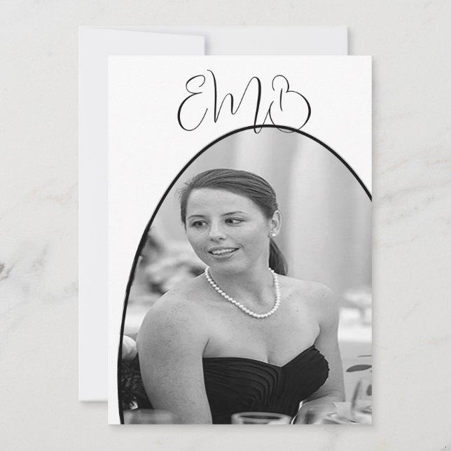 90th Birthday Photo Black White Elegant Birthday Invitation (Back)