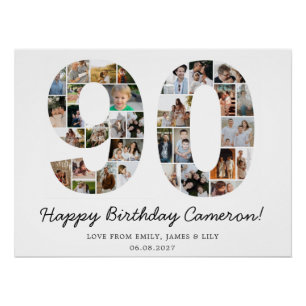 90th Birthday Photo Collage 90th Birthday Gift Poster
