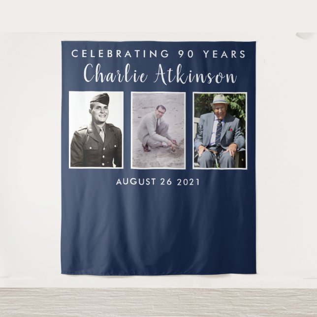 90th birthday photo collage backdrop banner (Front)