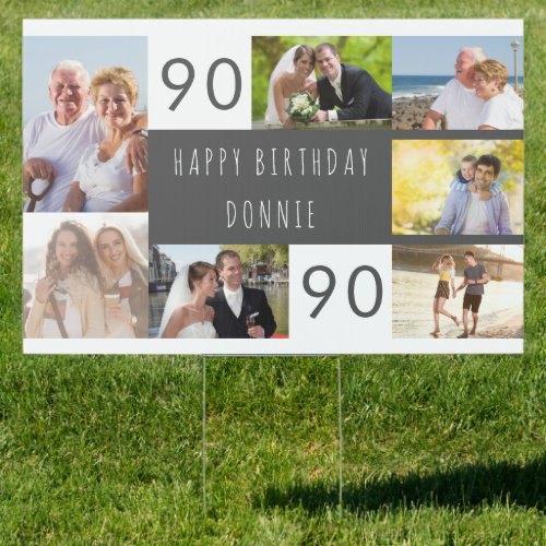 90th Birthday Photo Collage Happy Birthday Yard Sign