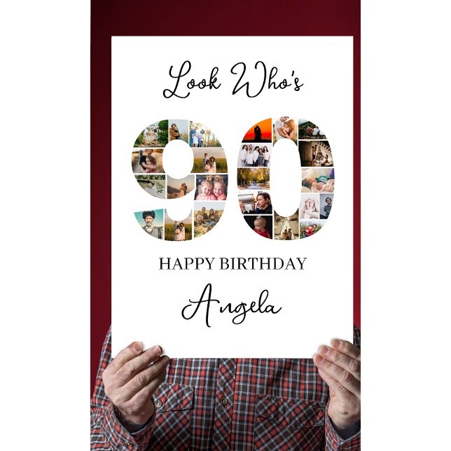 90th Birthday Photo Collage look who's 90 Card (Creator Uploaded)