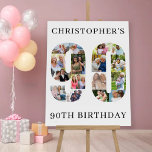 90th Birthday Photo Collage Number 90 Personalized Foam Board<br><div class="desc">90th Birthday Party easel sign - perfect to welcome guests, provide a photo prop and create a fun "do you remember when .. ?" talking point. The photo template is set up for you to upload your pictures to form the number 90. The template uses a mix of square, portrait...</div>
