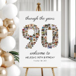90th Birthday Photo Collage Welcome Foam Board<br><div class="desc">Bring a unique touch to your celebration with this 90th birthday party welcome board featuring the number ninety made entirely of photos. The "through the years" title adds a nostalgic touch, and comes with an editable text template, making it easy to personalize for your event. Include favorite memories and let...</div>