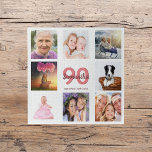 90th birthday photo collage woman white jigsaw puzzle<br><div class="desc">A gift for a woman's 90th birthday,  celebrating her life with a collage of 8 of your photos.  Templates for a name,  age 90 and a date.  Date of birth or the date of the anniversary.  Coral and burgundy colored letters.  White background.</div>