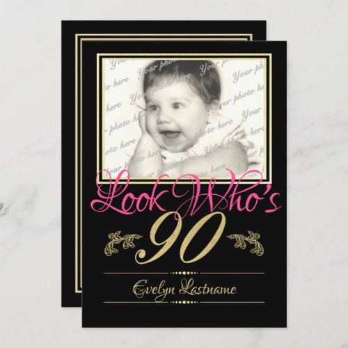 90th Birthday Photo Invitation