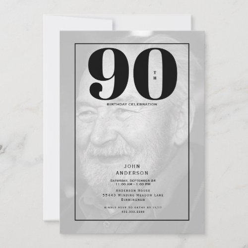 90th Birthday Photo Party Invitation