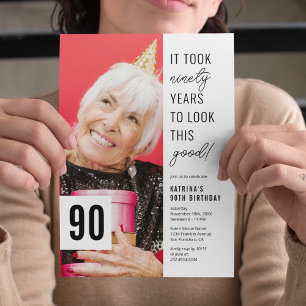 90th Birthday Photo Party Invitation