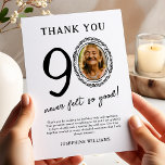 90th Birthday Photo Thank You Card<br><div class="desc">Discover the charm and personal touch of our simple yet elegant birthday thank you cards. Featuring a customizable photo template encased in a playful doodle frame, these cards are not just a thank you note, but a keepsake. With the spirited saying, '90 never felt so good', and space for a...</div>