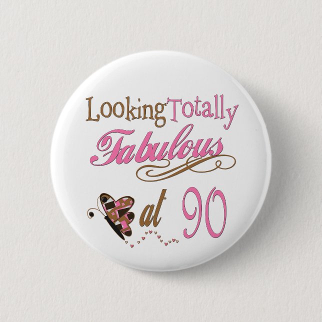 90th Birthday Pinback Button (Front)