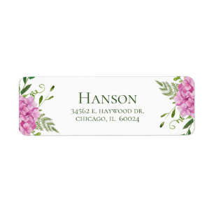 90th Birthday Pink Hydrangeas Return Address Label