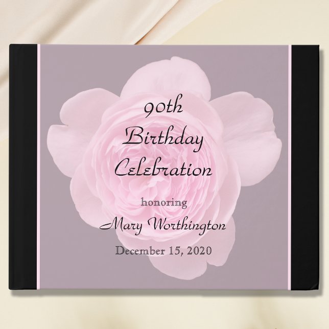 90th Birthday Pink Rose Guest Book (Creator Uploaded)