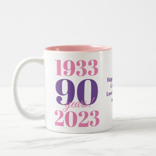 90th Birthday Pink Special Date Two_Tone Coffee Mug