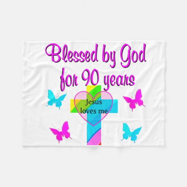 90TH BIRTHDAY PRAYER FLEECE BLANKET (Front (Horizontal))