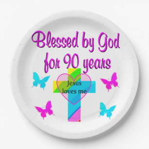 90TH BIRTHDAY PRAYER PAPER PLATES