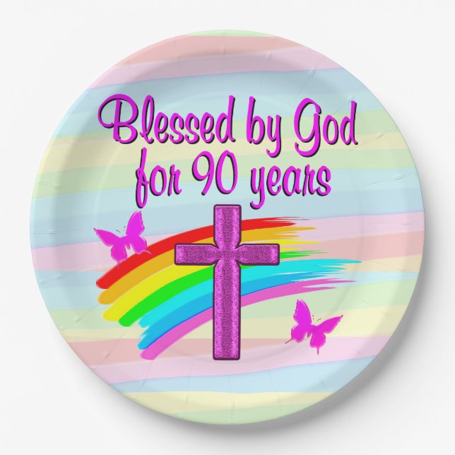 90TH BIRTHDAY PRAYER PAPER PLATES (Front)