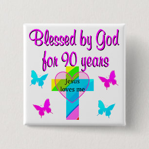 90TH BIRTHDAY PRAYER PINBACK BUTTON