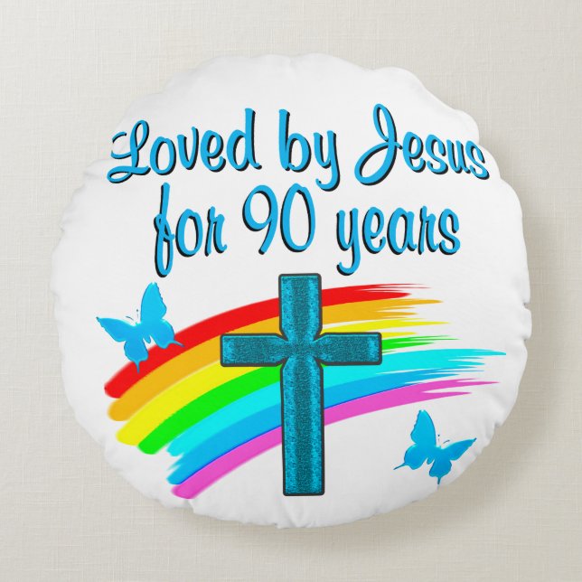 90TH BIRTHDAY PRAYER ROUND PILLOW (Front)