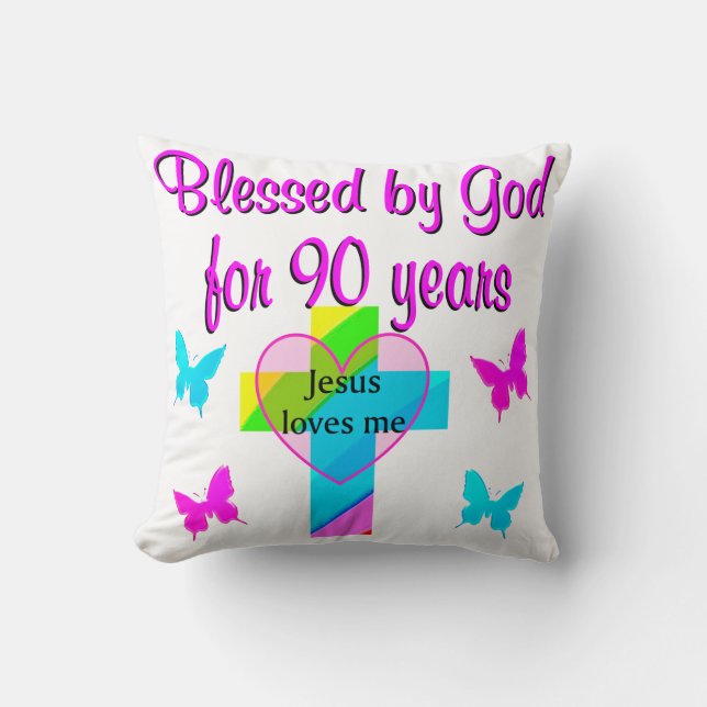 90TH BIRTHDAY PRAYER THROW PILLOW (Front)