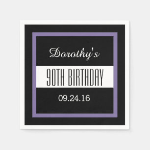 90th Birthday Purple and Black Custom V013B Napkins