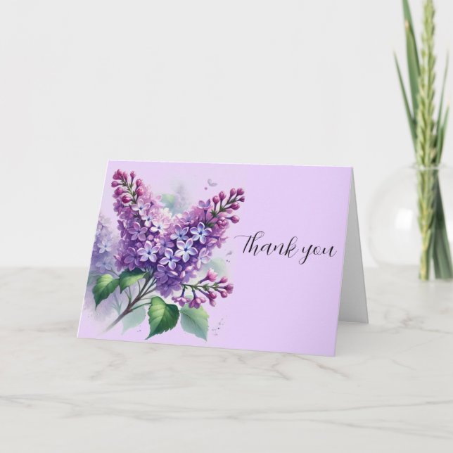 90th Birthday Purple Lilac Flowers Thank you  Card (Front)