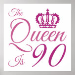 90th Birthday Queen Poster<br><div class="desc">Give the queen a birthday present she'll remember with this funny birthday gift idea for women.</div>