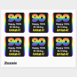 [ Thumbnail: 90th Birthday: Rainbow Spectrum # 90, Custom Name Sticker ]