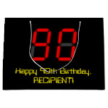 [ Thumbnail: 90th Birthday: Red Digital Clock Style "90" + Name Gift Bag ]