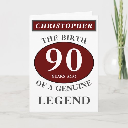90th Birthday Red Genuine Legend Add Your Name Card